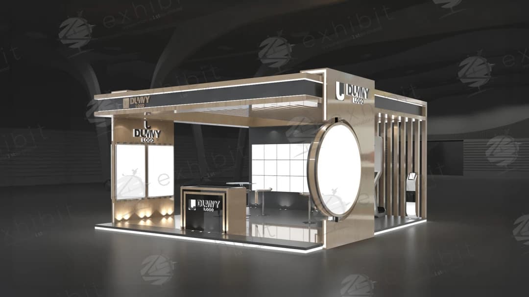 Gold Sphere Straight Semi-Island 6x6 Booth