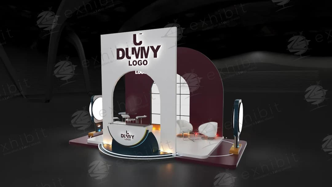 Crimson Arch Curved Semi-Island 3x6 Booth