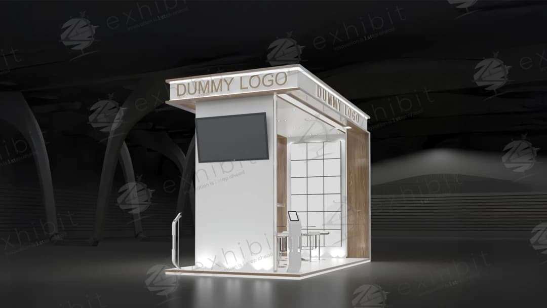 Ivory Pavilion Straight Semi-Island 3x6 Booth