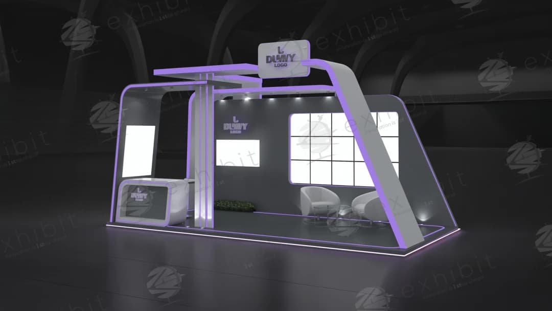 Violet Glow Straight Semi-Island 3x9 Booth