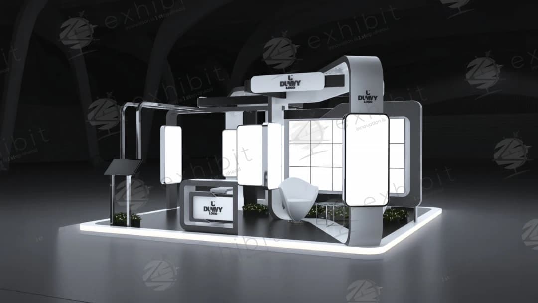 Sculptural Structure Straight Semi-Island 6x6 Booth