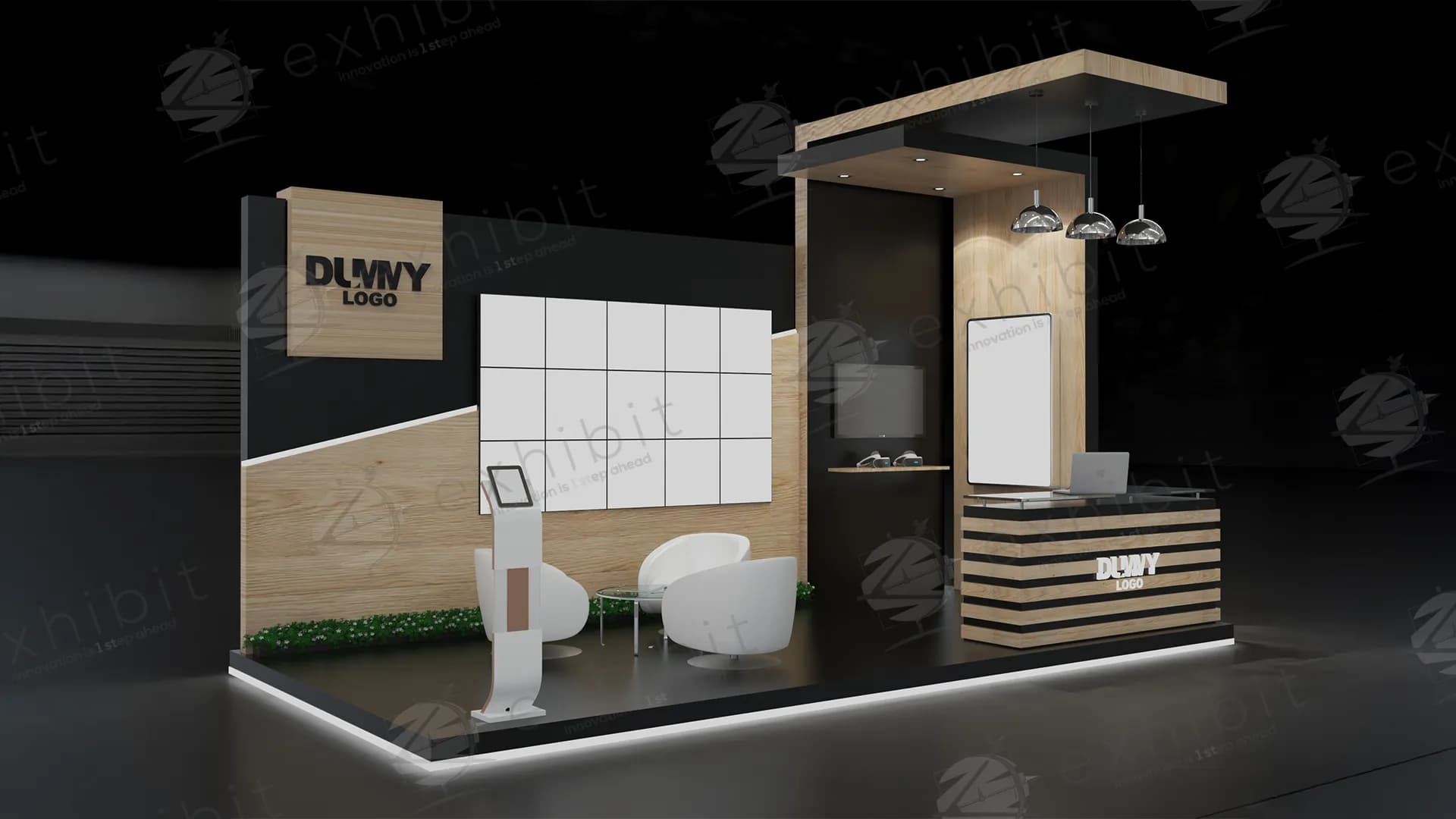 Veneer Straight Semi-Island 3x6 Booth