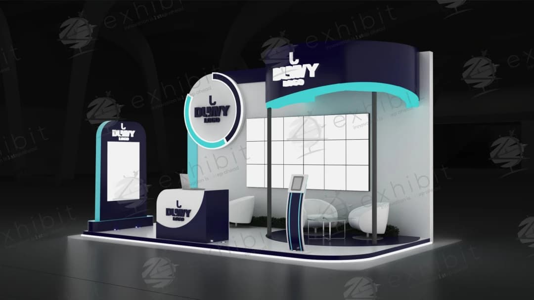 Aqua Orbit Curved Semi-Island 3x6 Booth