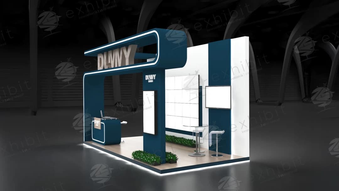 Pillar Link Curved Semi-Island 3x6 Booth