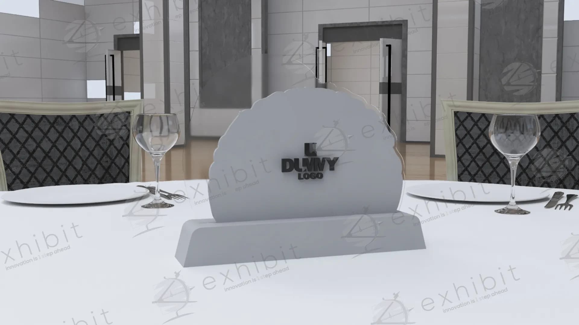 Nimbus-Arc Curved Branding Centerpiece