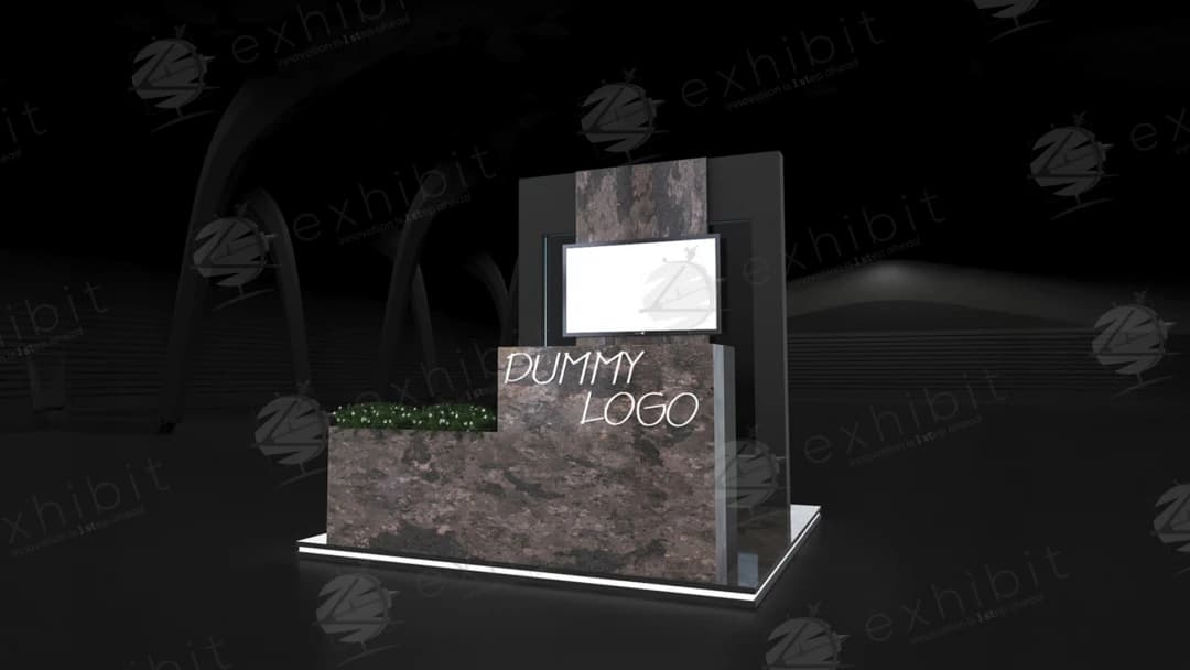 Obsidian Marble Straight Semi-Island 3x3 Booth