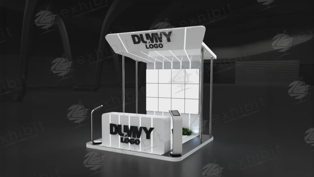 Clarity Beam Straight Semi-Island 3x3 Booth