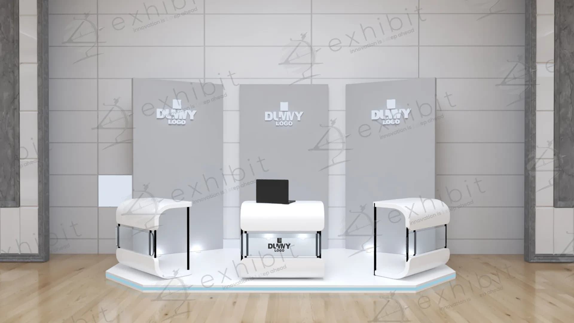 Triptych Panel Modular Showcase Reg Desk