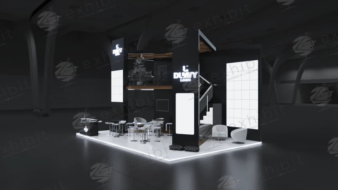 Obsidian Deck Straight Semi-Island Double Decker Booth