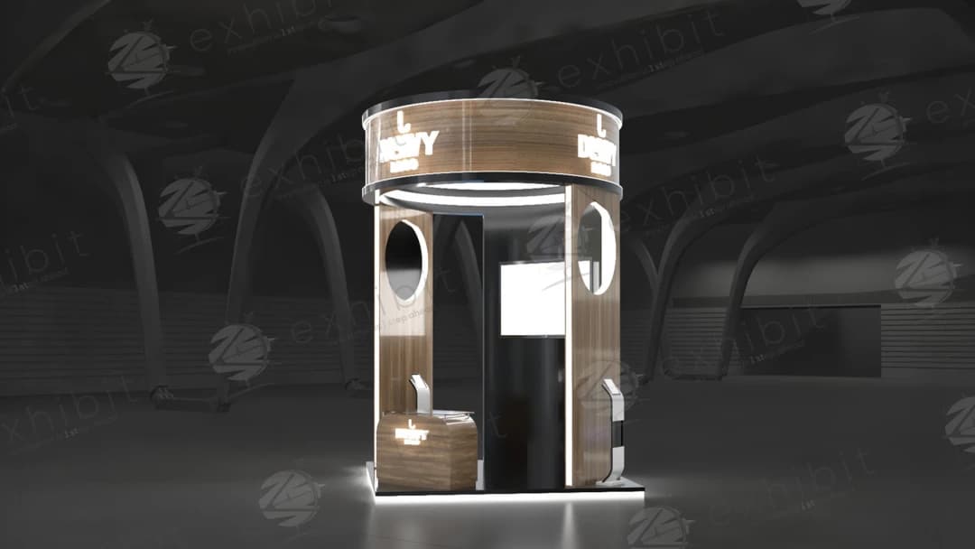 Circular Timber Curved Semi-Island 3x3 Booth