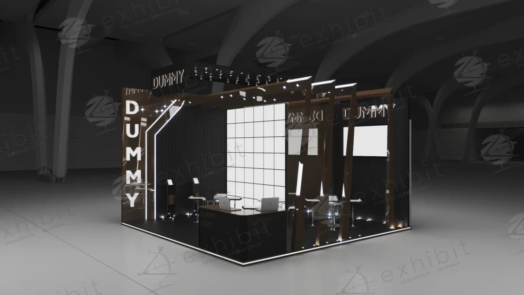 Linear Pillar Straight Semi-Island 6x6 Booth