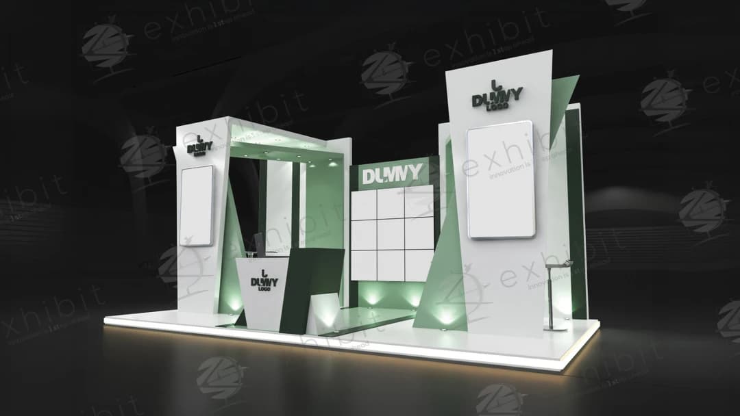 Sage Wedge Straight Semi-Island 3x6 Booth