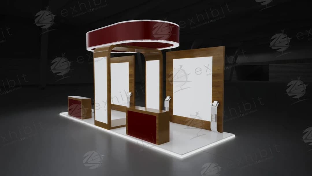 Garnet Columnar Straight Semi-Island 3x9 Booth