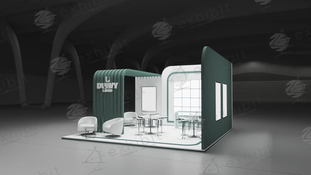 Charcoal Ribbed Straight Semi-Island 6x6 Booth