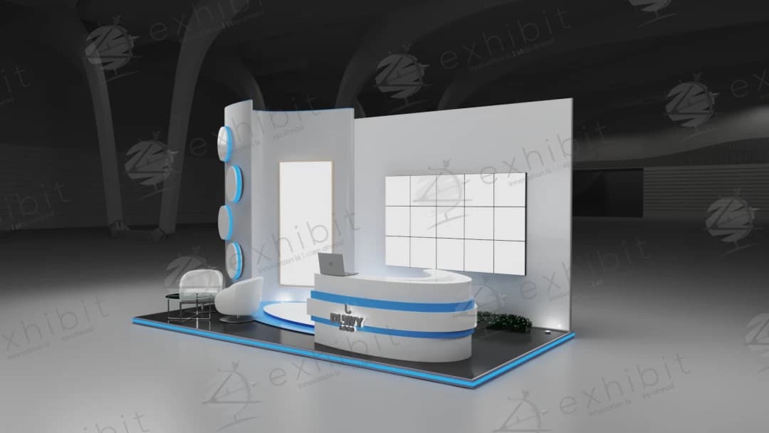 Cyan Drift Curved Semi-Island 3x6 Booth