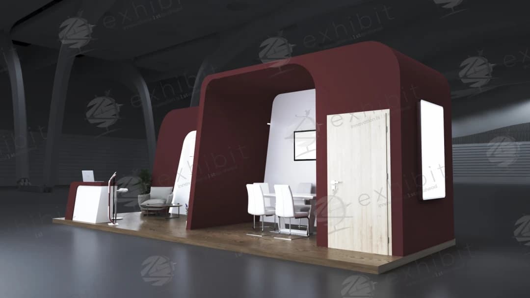 Crimson Arcade Straight Semi-Island 3x9 Booth