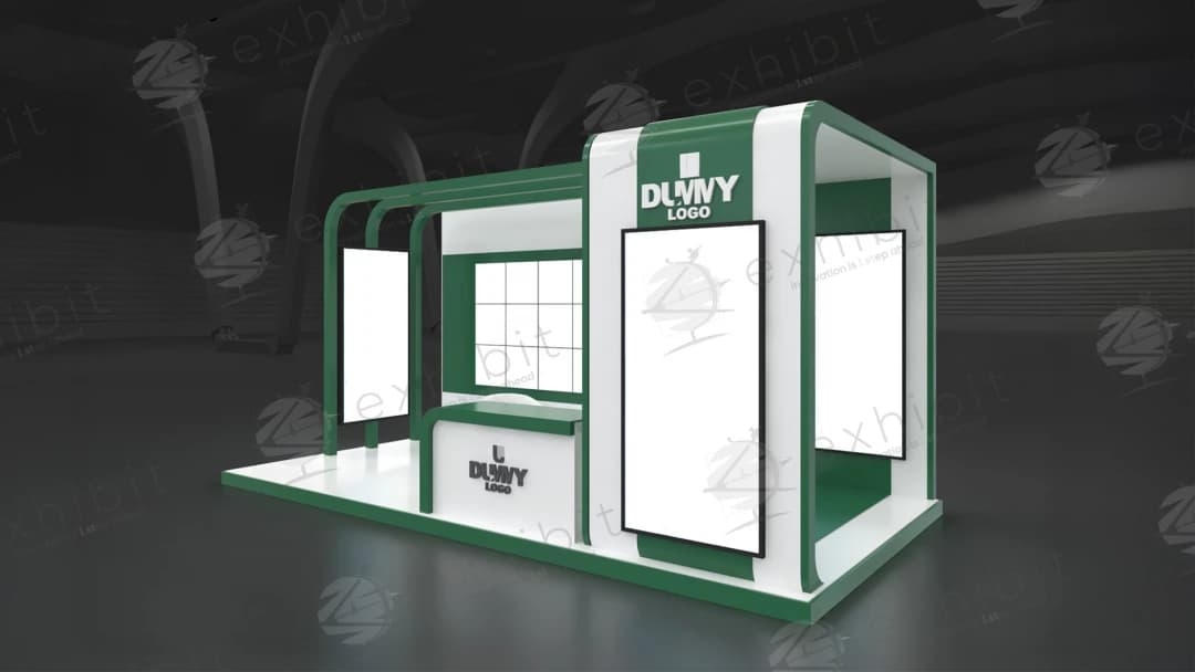 Emerald Vista Curved Semi-Island 3x6 Booth