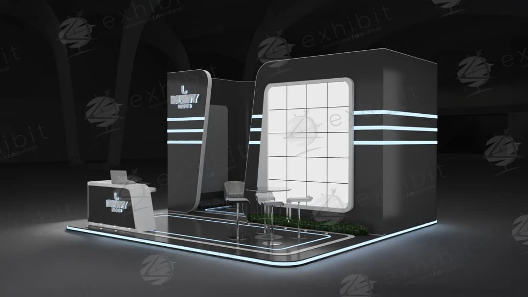 Cyber Lines Curved Semi-Island 6x6 Booth