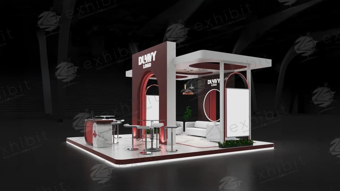 Crimson Boutique Curved Semi-Island 6x6 Booth