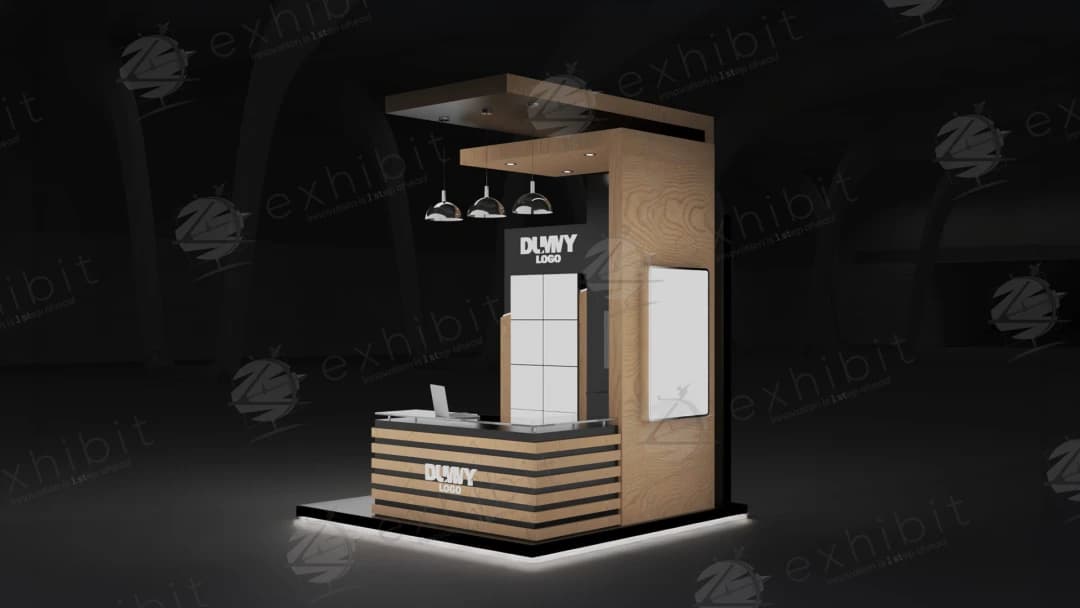 Noir Wood Straight Semi-Island 3x3 Booth