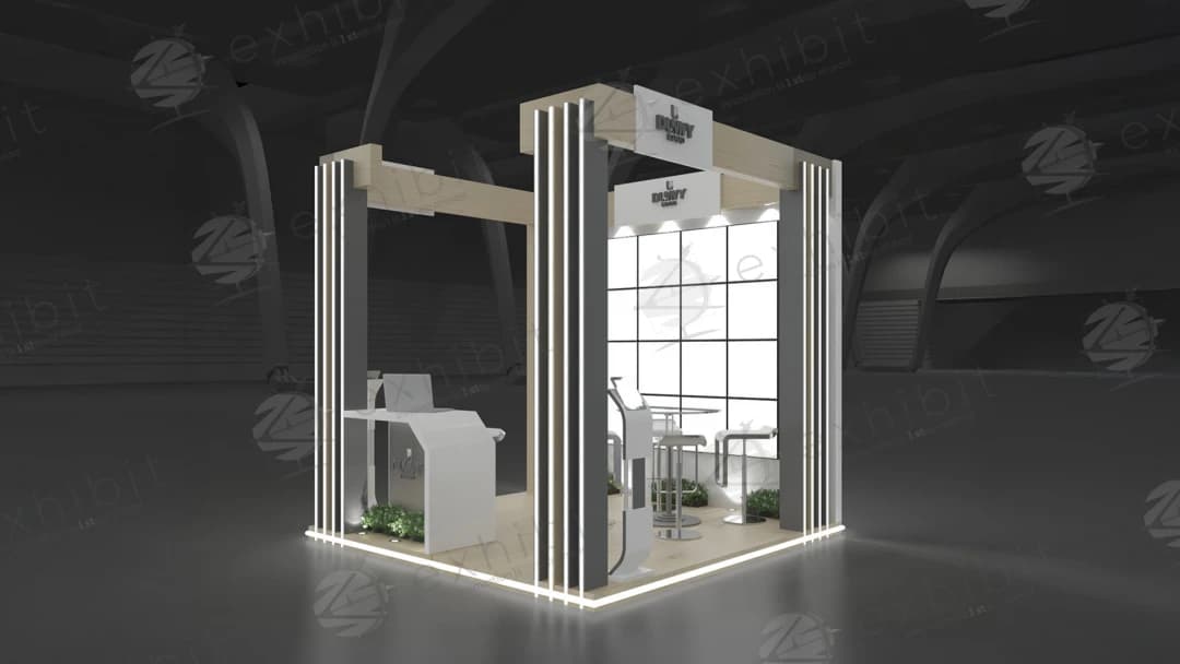 Lumina Pillar Straight Semi-Island 3x3 Booth