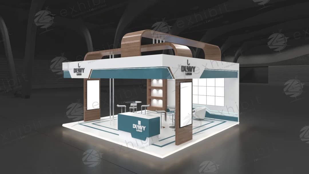 Bright Tiered Straight Semi-Island 6x6 Booth