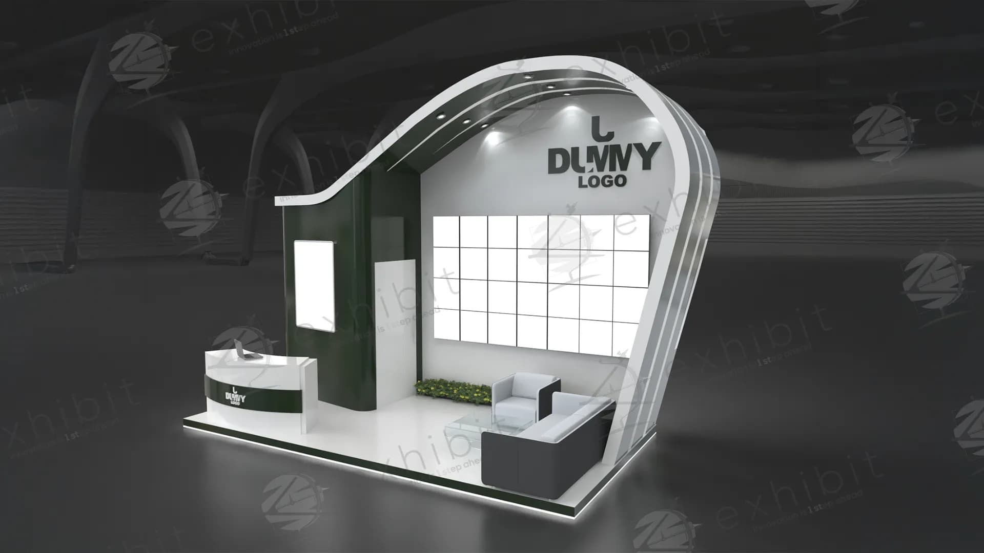 Emerald Wave Curved Semi-Island 3x6 Booth