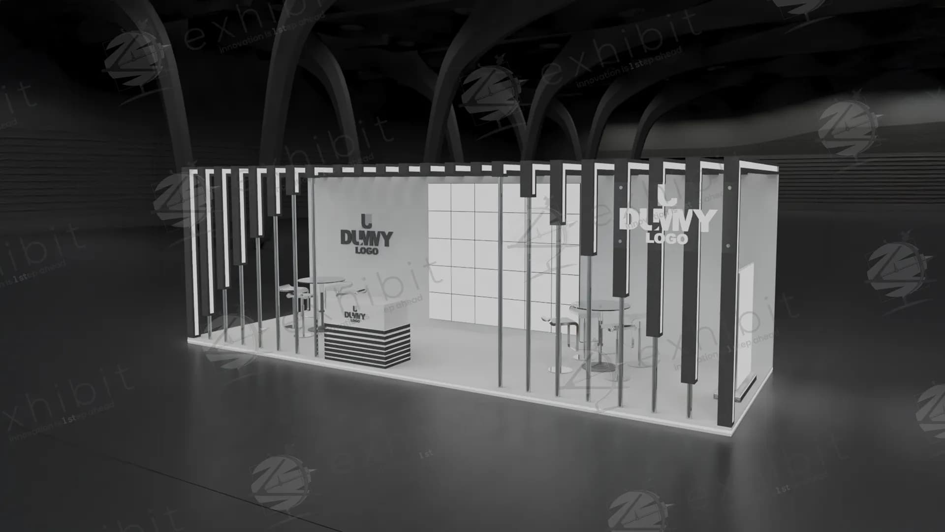 Ribbon Grid Straight Semi-Island 3X9 Booth