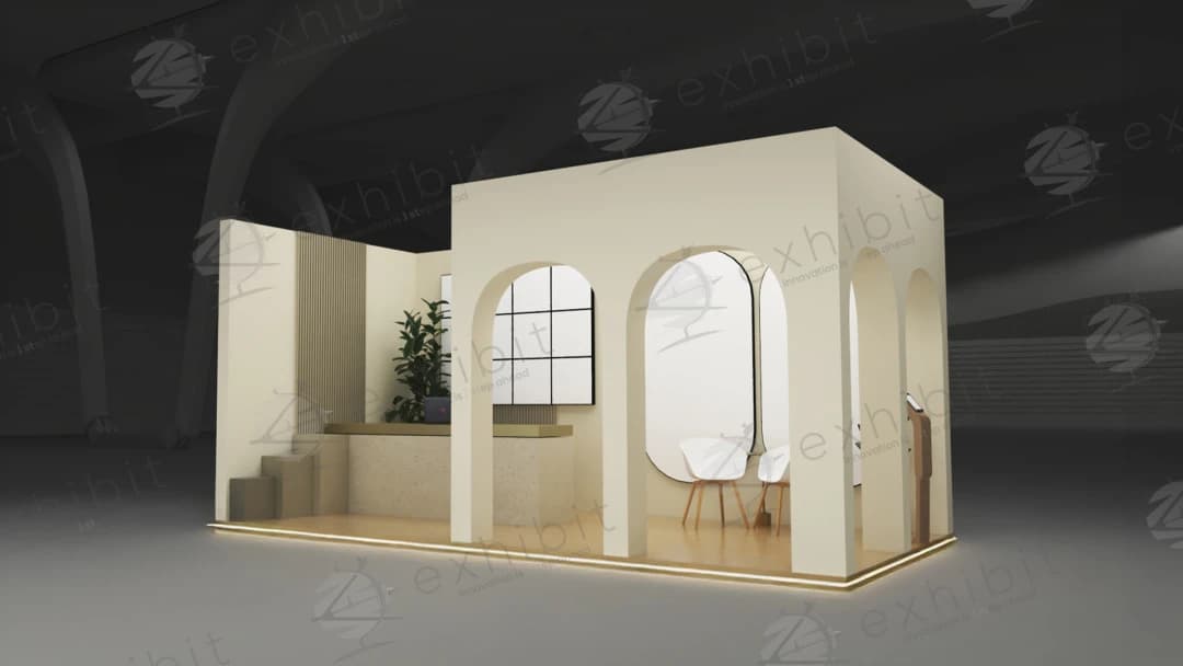 Arcadia Portico Straight Semi-Island 3x6 Booth