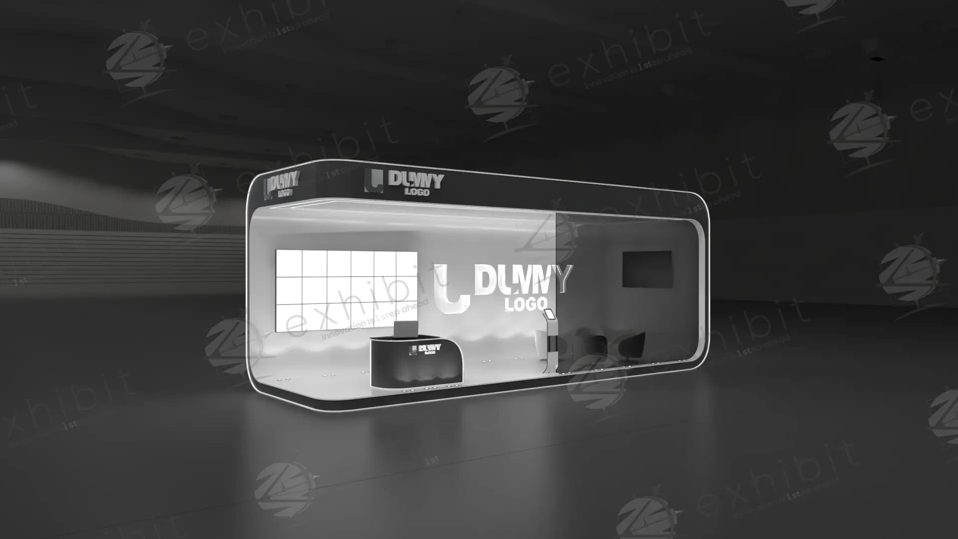 Sleek 3×9 Curved Display Booth – Model 301