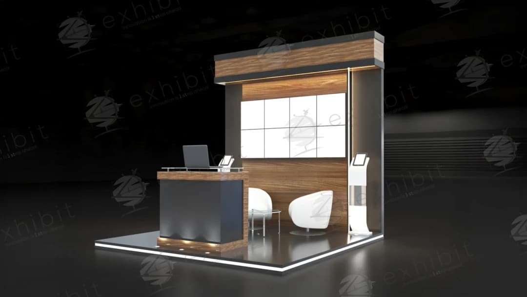Noir Oak Straight Semi-Island 3x3 Booth