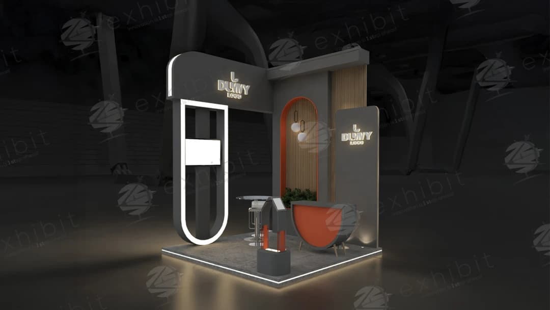 Amber Vault Curved Semi-Island 3x3 Booth