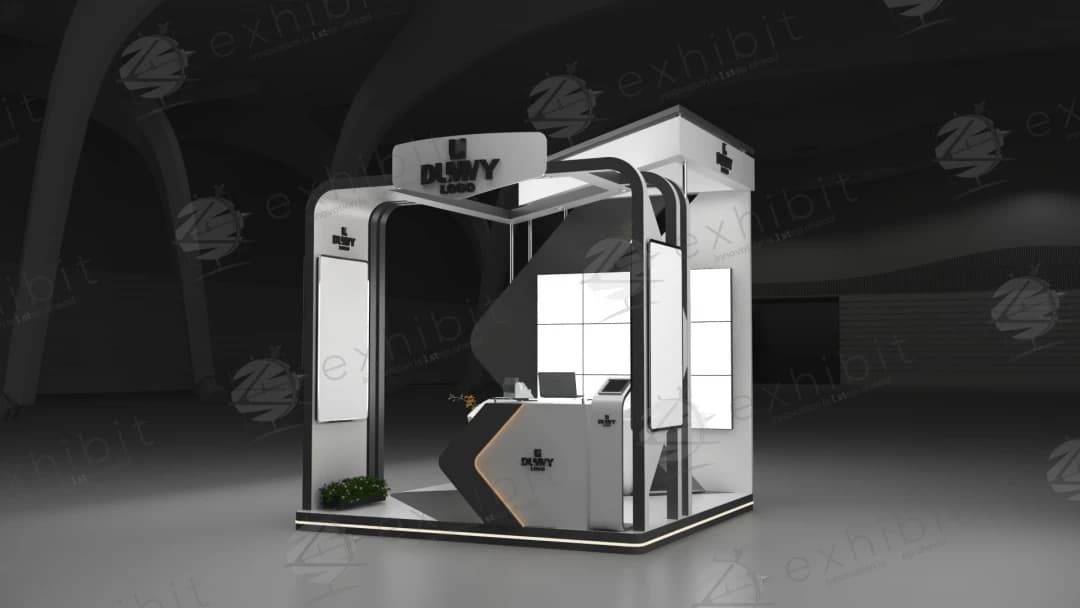 Slate Grid Curved Semi-Island 3x3 Booth