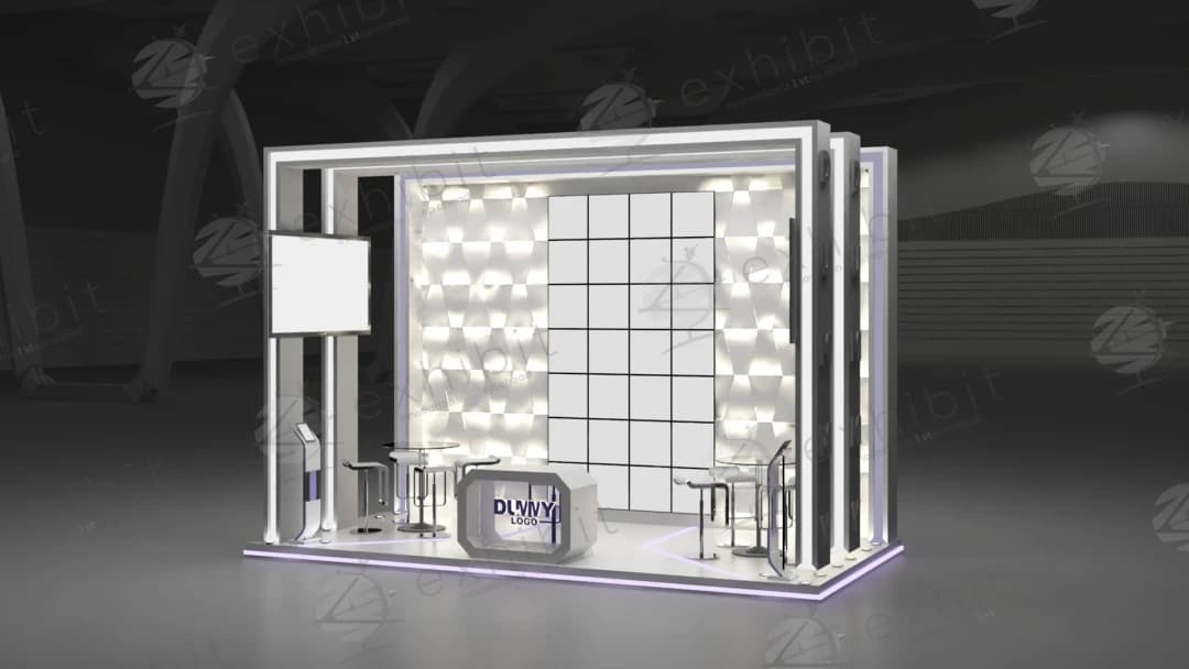 Streamline Frame Straight Semi-Island 3x6 Booth