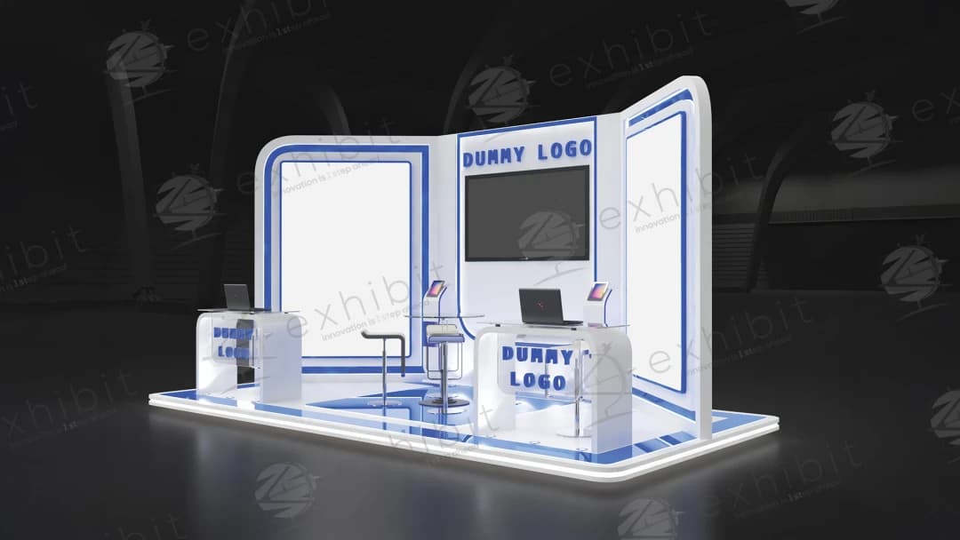 Azure Frame Curved Semi-Island 3x6 Booth