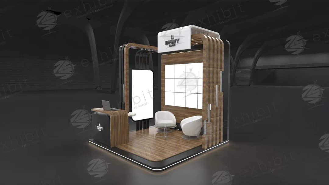 Rustic Arc Curved Semi-Island 3x3 Booth