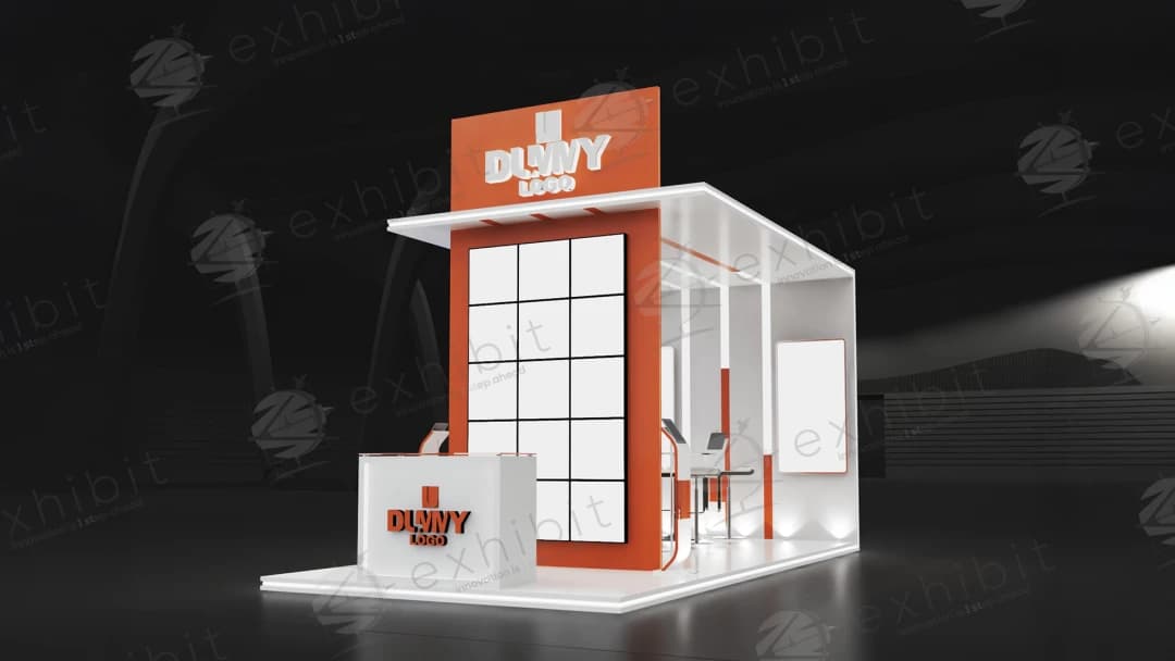 Citrus Grid Straight Semi-Island 3x6 Booth
