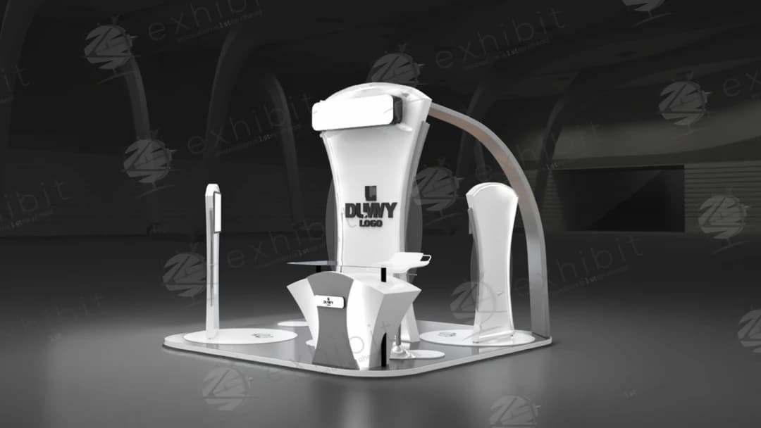 Alabaster Arc Curved Island 3x3 Booth