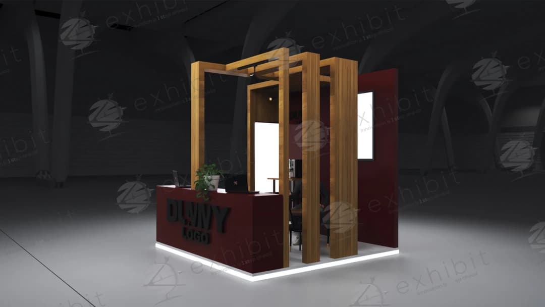 Arbor Grid Straight Semi-Island 3x3 Booth