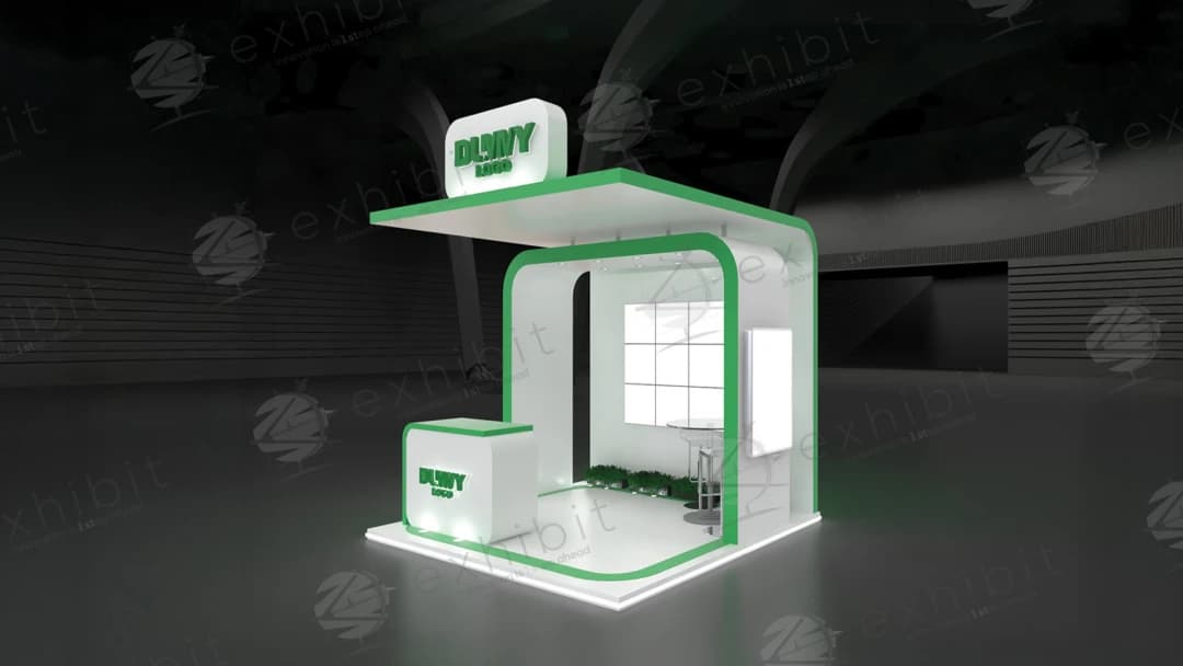 Mint Canopy Straight Semi-Island 3x3 Booth