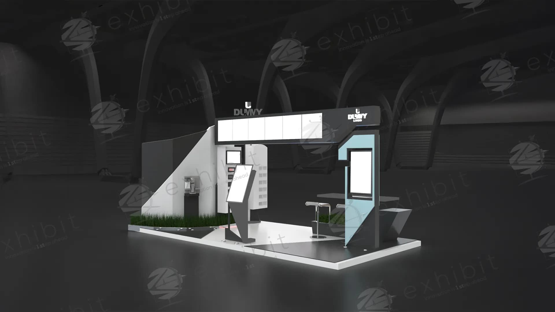 Cyan Span Straight Semi-Island 3x6 Booth