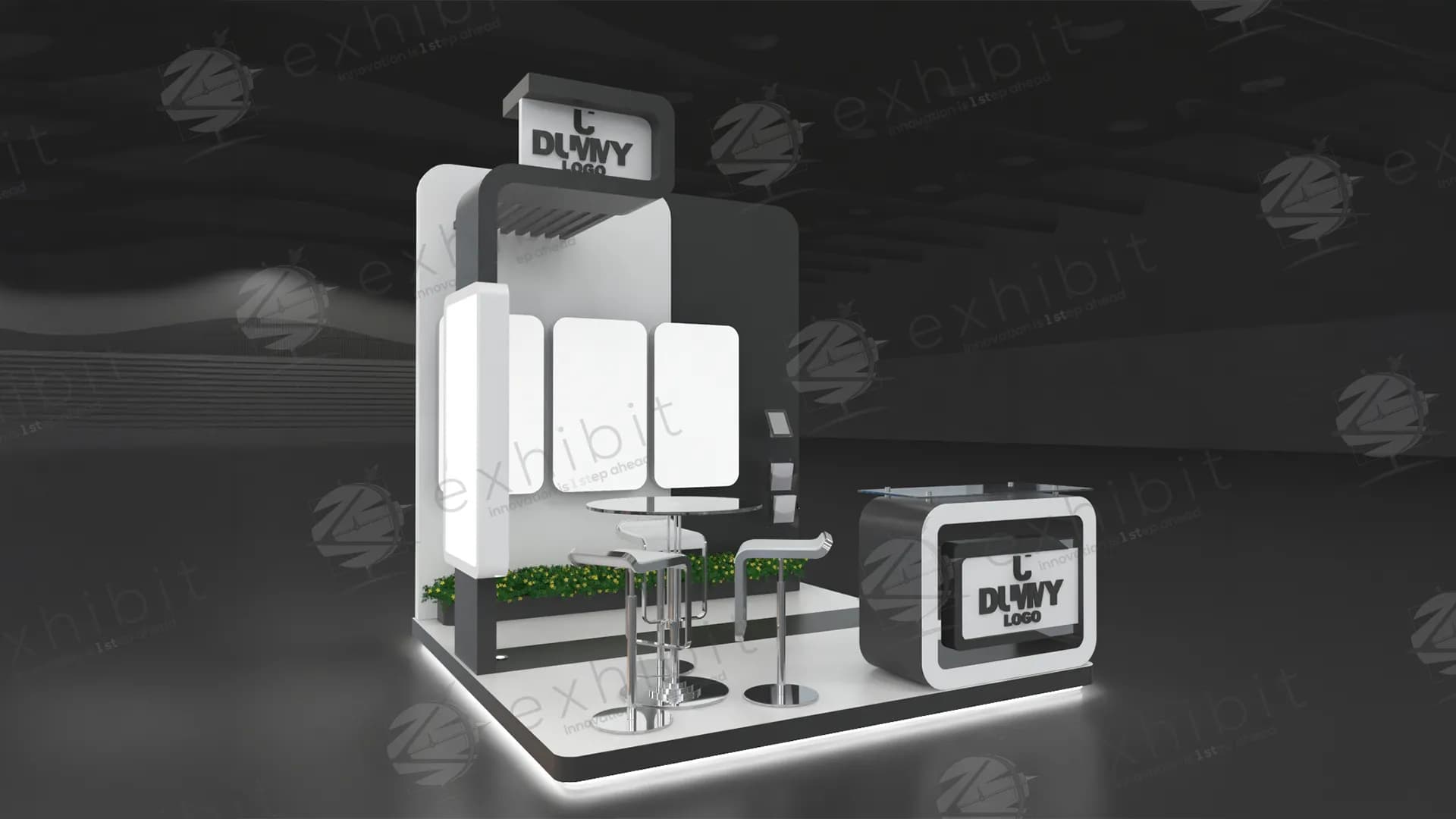 Quad-Light Curved Semi-Island 3x3 Booth