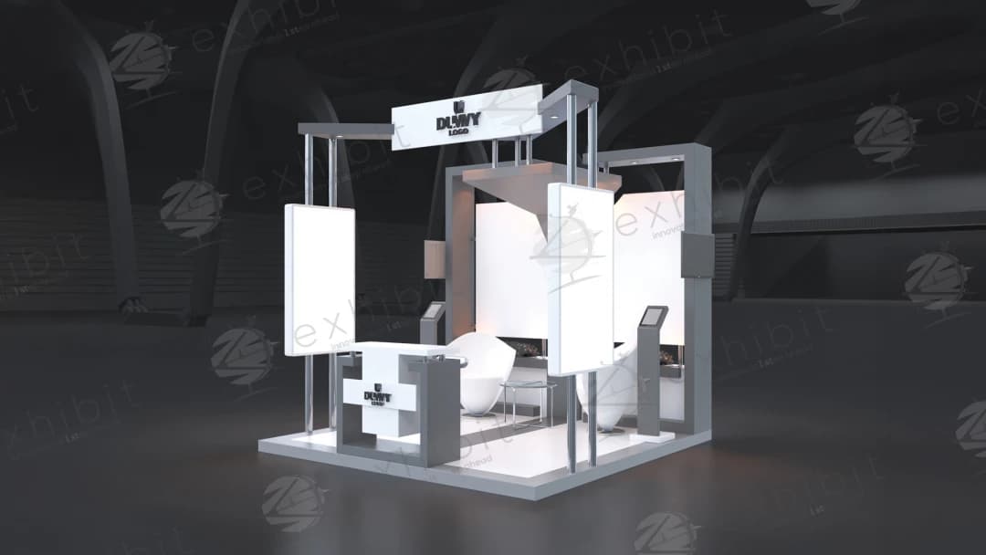 Structure Tier Straight Semi-Island 3x3 Booth