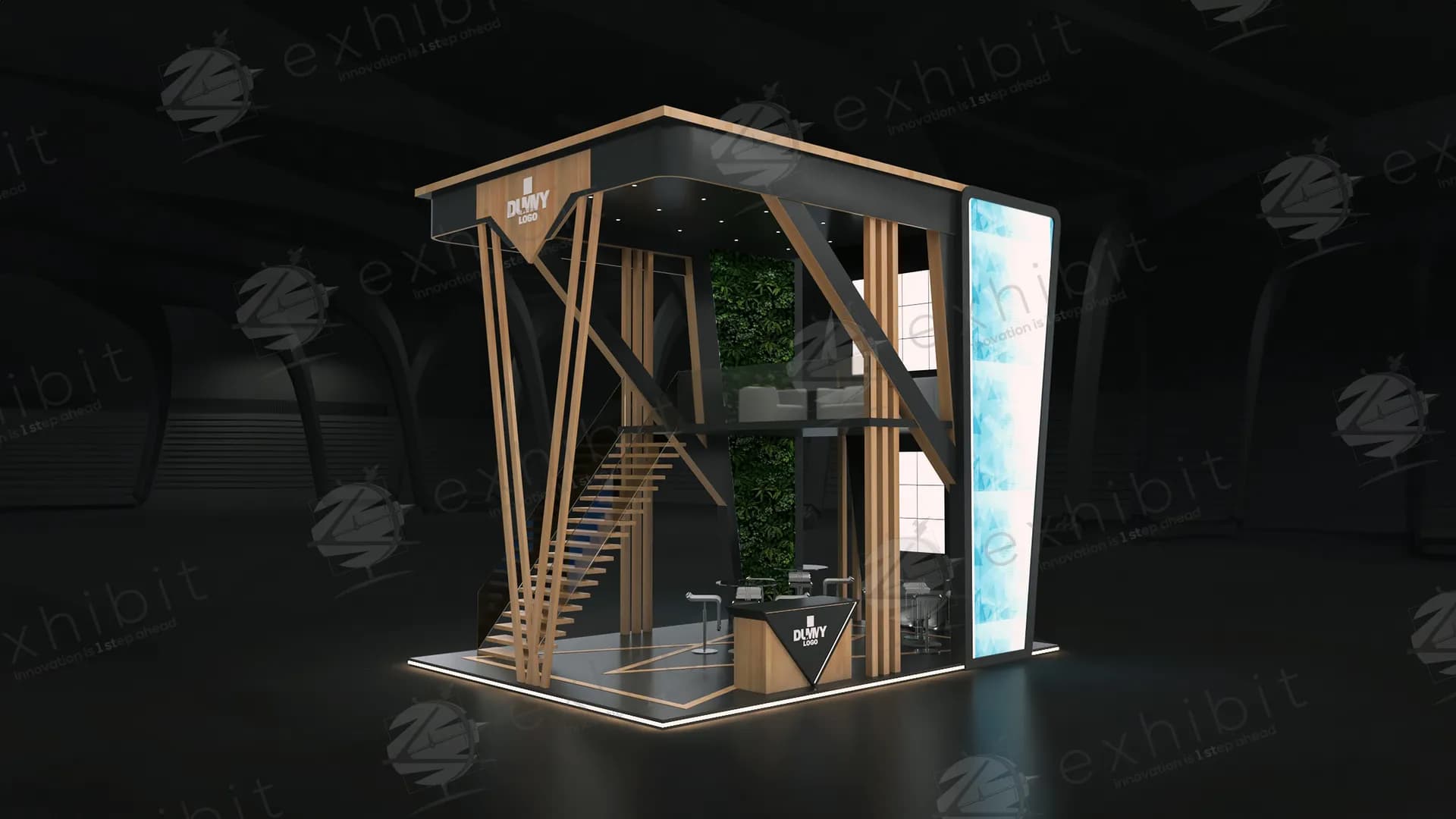 Timber Heights Double Decker Straight Semi-Island Booth