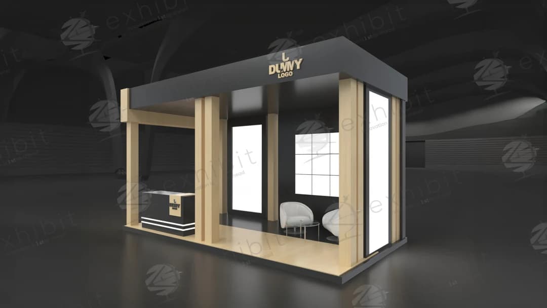 Timber Colonnade Straight Semi-Island 3x6 Booth