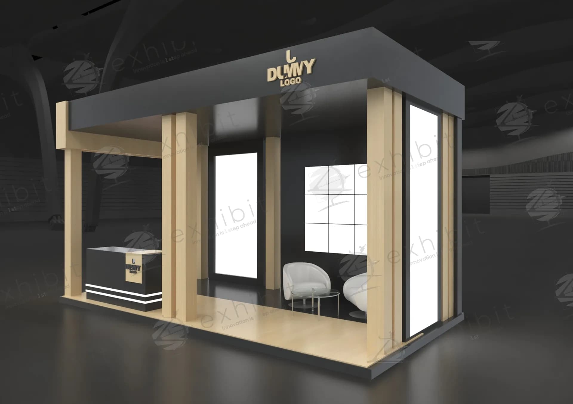 Layered Straight Semi-Island 3x6 Booth