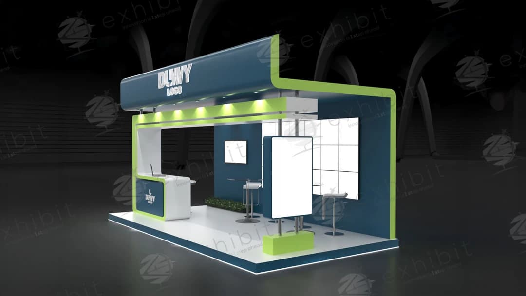 Citrus Wave Curved Semi-Island 3x6 Booth