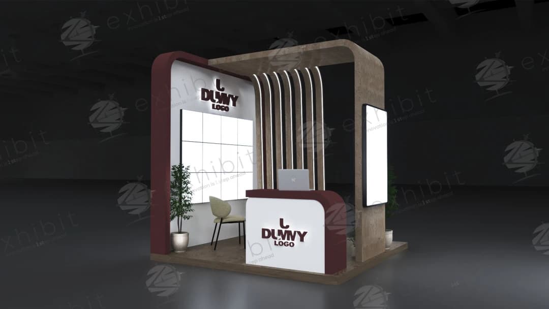 Auburn Slats Curved Semi-Island 3x3 Booth