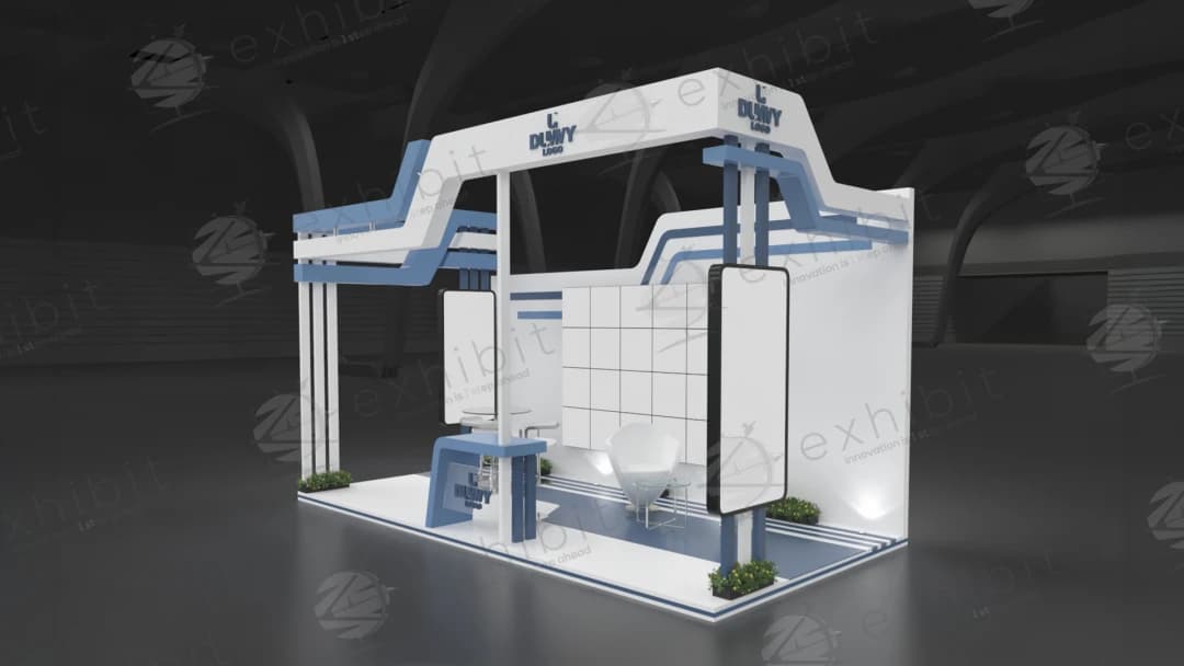 Azure Tier Straight Semi-Island 3x6 Booth