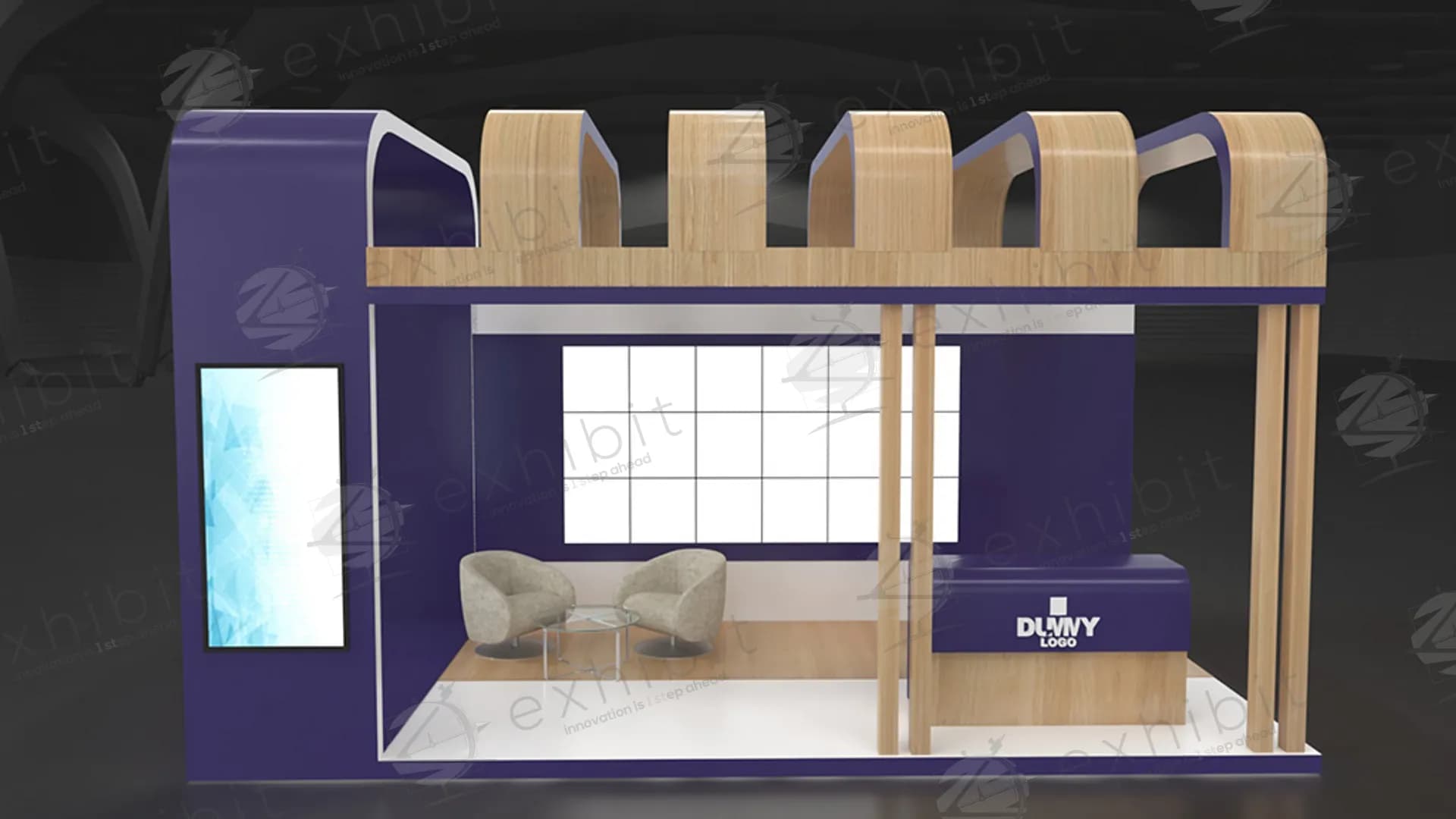 Violet Timber Straight Semi-Island 3x6 Booth